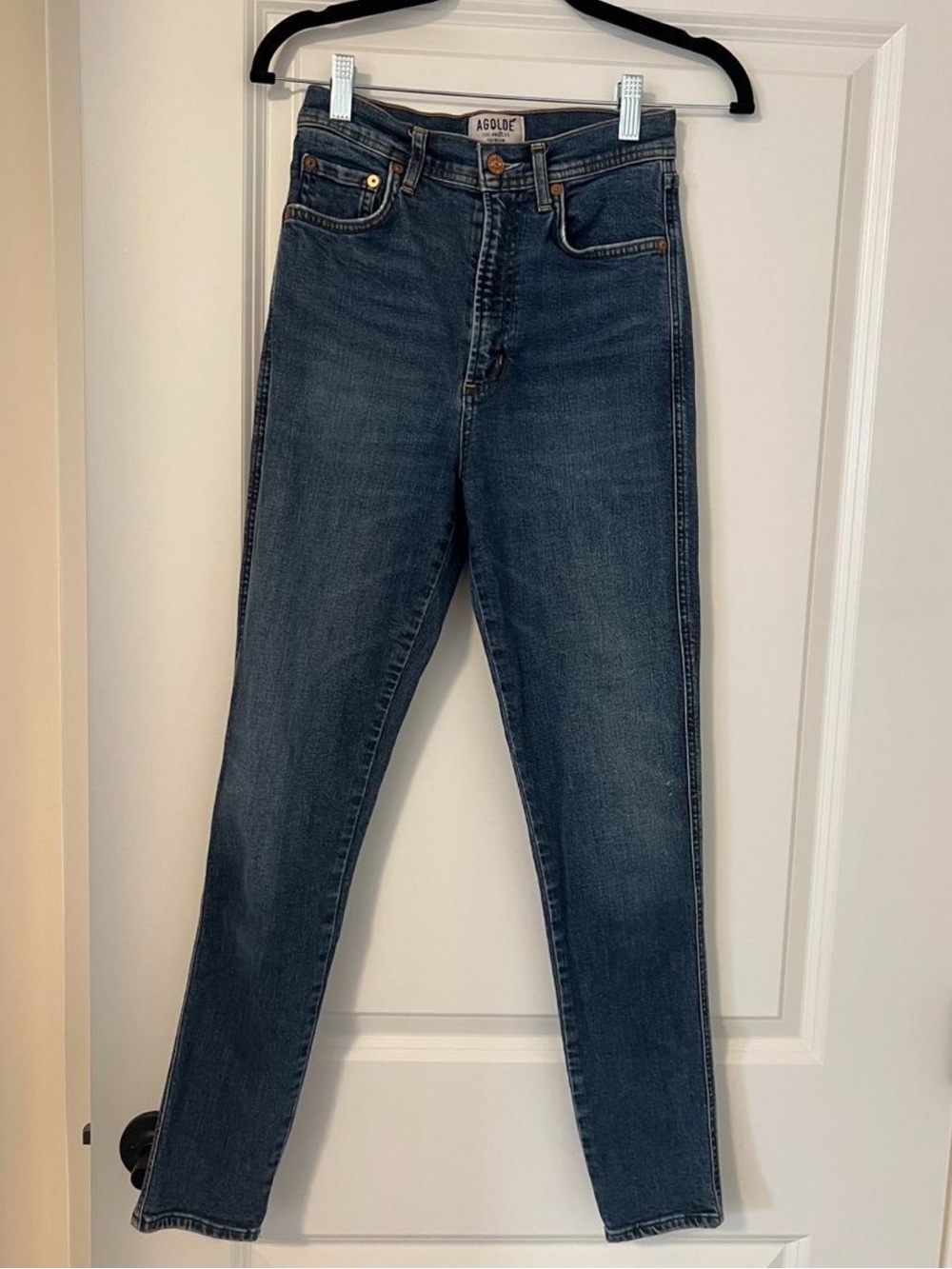 AGOLDE High-Rise Slim Straight Jeans - Dark Blue